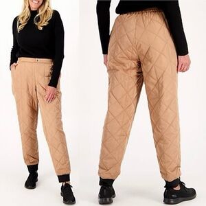 Nuage Diamond Quilted Jogger Pants Size XL NWT Tan Brown